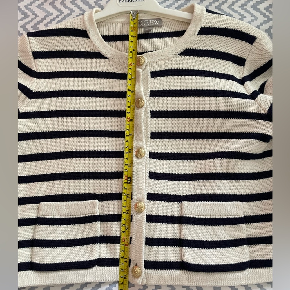 J. Crew Emelie Lady Sweater Navy and Cream Striped Sz Small - Picture 6 of 7
